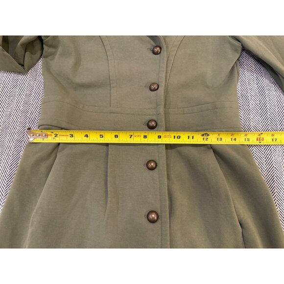 Matilda Jane XS Olive Green Button-Up Jacket With Pleated Back & Waist Tie Detai - Picture 7 of 9